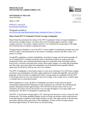 Product release press release - meyer mvc 5 review form