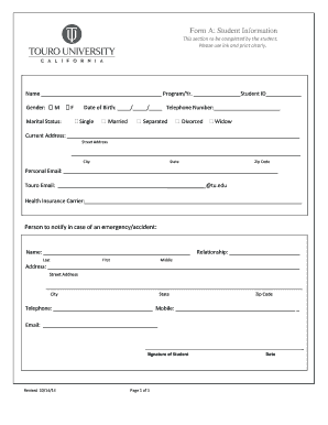 Student Information Form