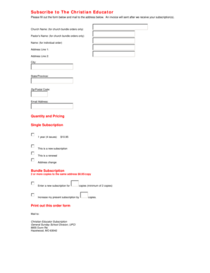 Christian Educator Order Form 2 - Sunday School Division - sundayschooldivision