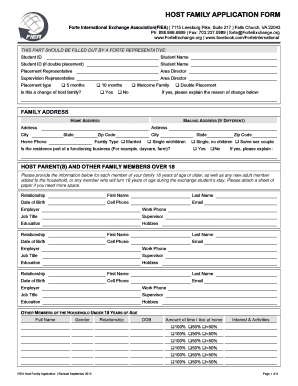 Host Family Application Form