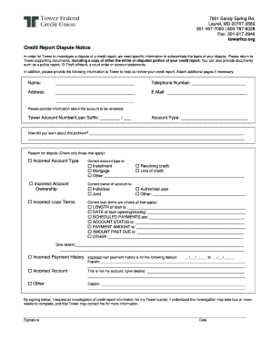 Credit Report Dispute Notice