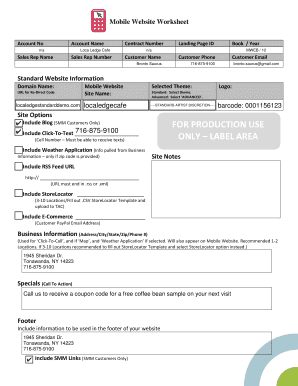 Mobile Website Worksheet
