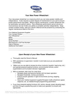 Power Wheelchair Maintenance Form