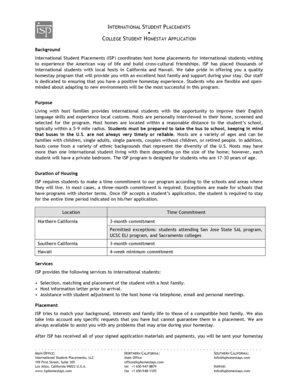 International Student Homestay Application