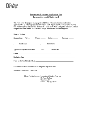 International Student Application Fee Payment Form