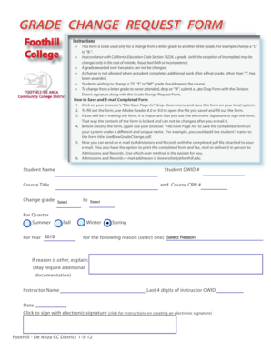 Grade Change Request Form