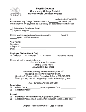 Foothill-De Anza Payroll Deduction Request