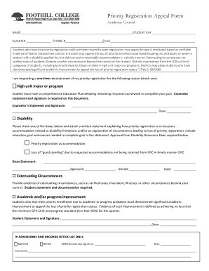 Priority Registration Appeal Form