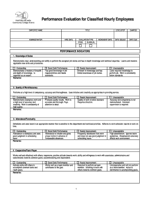 Performance Evaluation for Classified Hourly Employees