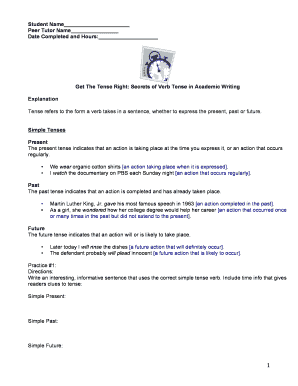 Academic Writing Verb Tense Practice Worksheet