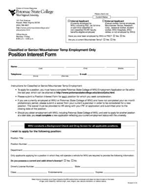 WVU Position Interest Form