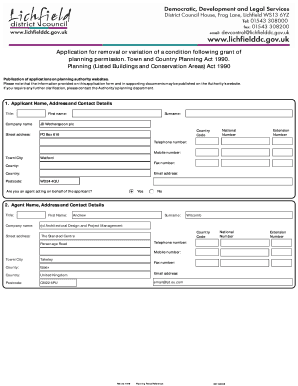 UK Planning Permission Condition Variation Application