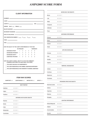 AMPS 2005 Score Form