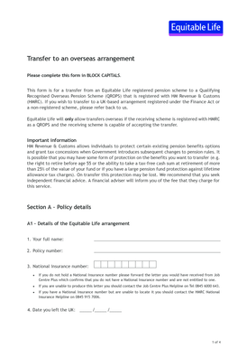 UK Pension Transfer to QROPS Form