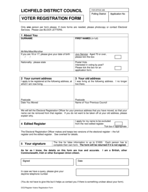 UK Voter Registration Form