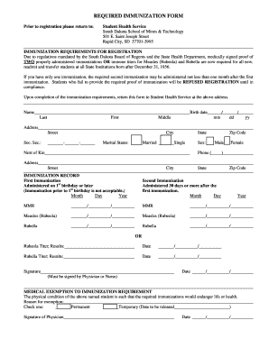 South Dakota Immunization Form