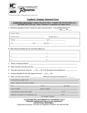 Landlord Manager Statement Form