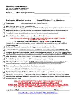 Kitsap Community Resources Documentation Checklist