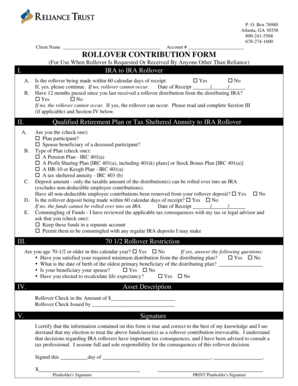 IRA Rollover Contribution Form