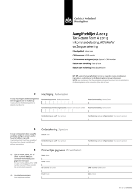 Aangiftebiljet A 2013