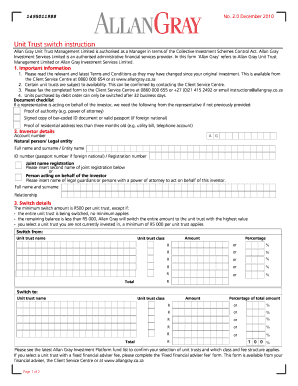 Allan Gray Unit Trust Switch Instruction