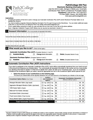 Path2College 529 Plan Electronic Banking Form