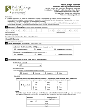 Path2College 529 Plan Electronic Banking Form