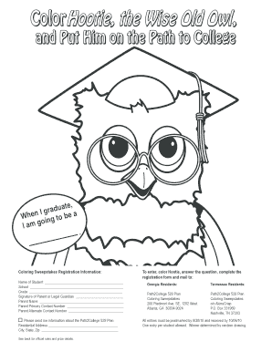 Path2College 529 Plan Coloring Sweepstakes Entry Form