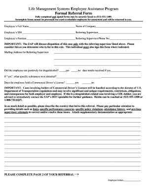 Employee Assistance Program Referral Form