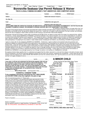 Bonneville Seabase Use Permit Release & Waiver