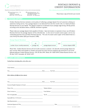 Emdeon Postage Deposit Form