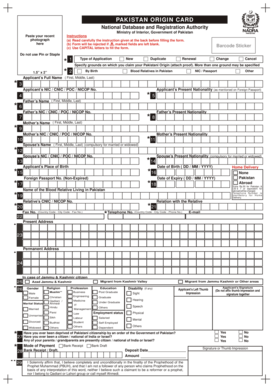 Pakistan Origin Card Application