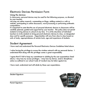 Electronic Devices Permission Form