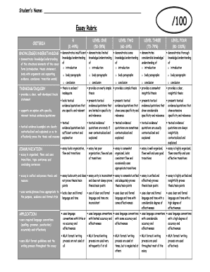 Essay Rubric Grading Form