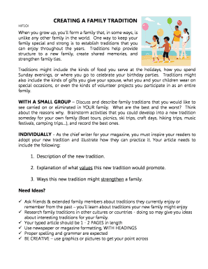 Family Tradition Article Assignment