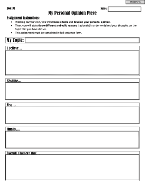 Personal Opinion Piece Assignment