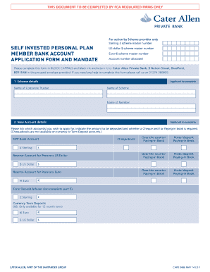 SIPP Bank Account Application Form