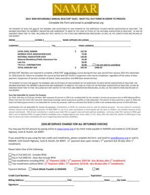 2014 Non-Refundable Annual Realtor Dues Form