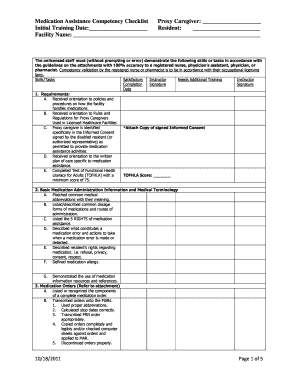Medication Assistance Competency Checklist