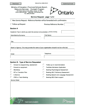 Ontario Education Service Request Form