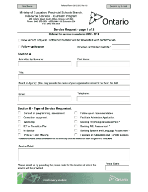 Ontario Student Service Referral Form