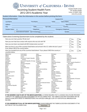 Incoming Student Health Form