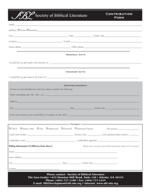 Society of Biblical Literature Contribution Form