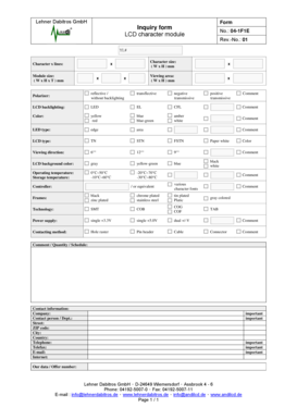 LCD Character Module Inquiry Form