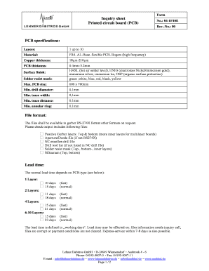 PCB Inquiry Sheet