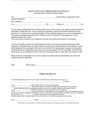 90 Day Notice of Termination of Tenancy