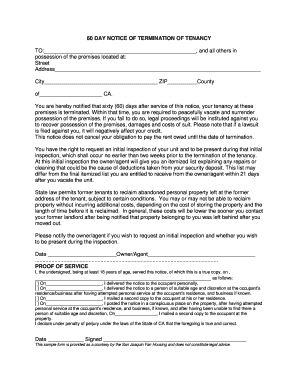 60 Day Notice of Tenancy Termination