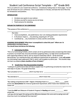 Student Led Conference Script Template