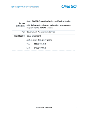 QinetiQ Commerce Decisions AWARD Service Definition ... - Gov.UK