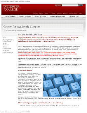 Los Medanos College Online Writing Consultation Form